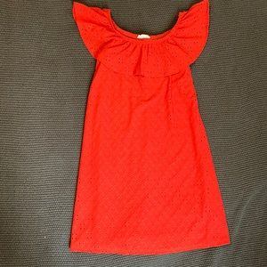 Red Off-the-Shoulder Eyelet Dress